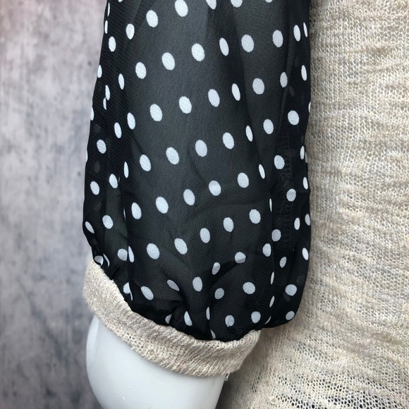 Mauve Owl Bohemian Knit Polka Dot Top Blouse Med - Picture 6 of 7